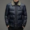 Chaquetas para hombres Chaqueta de lujo ligera Abrigo de algodón Cuello de lana Outwear Color sólido Sin sombrero Tendencia de moda Invierno Coreano A prueba de viento Cálido 231123