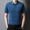 Camisas casuales para hombres 2023 Negocios de verano para hombres Manga corta Turn Down Collar Slim Fit Imprimir Camisa de proceso sin hierro