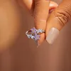 Klusterringar romantisk lämna blomma öppen ring för kvinnor uttalande koreansk stil geoemtriska smycken justerbar finger anillos de mujeres