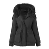 Damen Trenchcoats Winterjacke Warm Gepolsterte Parkas Plüsch Verdickter Fleecemantel Pelzkragen Mit Kapuze Winddichter Parka Mantel Chaquetas