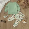 Clothing Sets Toddler Girls Long Sleeve Ruffles T Shirt Pullover Tops Cartoon Cow Prints Pants Little Girl's Outfits Blanket Wrap Set