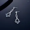 Stud Earrings High End Temperament Fashion Natural Aquamarine Stone Luxury Inlaid Color Female