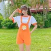 Women's Shorts Japanese Harajuku Orange Overalls For Women Girl Summer Kawaii Cute Suspender Jumpsuit Holiday Teenage Vacation Clothes