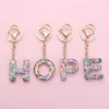 Mode résine 26 Alphabet porte-clés sac à main pendentif breloques coeur Sequin lettre porte-clés pour femme