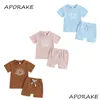 Set di abbigliamento 2023 0-3 anni Neonata Ragazzo Abiti estivi Stampa Girocollo Manica corta Costola Maglia Shell/Sole/Coccolo Top Elastico in vita Dr Otelx