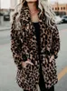 Womens Fur Faux Autumn Leopard Pattern Artificial Coat Long Winter Warm Jacket 231122