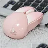 Мыши Mofiiwireless Silent Mouse Cute Rabbit Design 2 4 ГГц с мини-приемником USB Оптический для ноутбука ПК Компьютер Ноутбук 231117 Drop Dhcvf