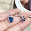 Kolczyki Dangle Całkowicie 2ct London Blue Topaz Drop 6mm 8 mm naturalna biżuteria klasyczna 925 Srebrny kamień szlachetny na imprezę