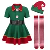 Family Matching Outfits Halloween Costume Adults Kids Green Christmas Elf Clothing Cosplay Parent-Child Wear Adult Children Men Women Xmas Party Suit 231123