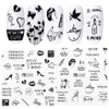 1 feuille de autocollants pour Nail Art, motifs de fleurs, décalcomanies de transfert d'eau, couleur noir et blanc, Design DIY pour décoration Nail Art, 6341280