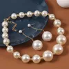 Necklace Earrings Set Fashion Exaggerated Big Pearl Beads Long Chain Pendant Dangle Jewelry Women Wedding Party Sexy Accessories
