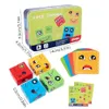 Nuovi giocattoli cubo cambia faccia in legno Blocchi di costruzione per puzzle di cartoni animati Puzzle Montessori Giocattolo per bambini Gioco da tavolo educativo Giocattoli per famiglie