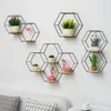 Dekorativa föremål Figurer Nordiska Hexagonal Iron Stand Liten Pot Wall Holder Home Shelf Storage Metal Po Rack Hyllor 230422