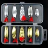 Fishing Hooks 10PCS Set Gold And Sliver Metal Jig Spoon Spinner Lure Wobbler Bait Set with Tackle Box Kit For 231123