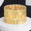 Charm Bracelets Simple Punk Gold Color Elastic Bracelets Women's Trendy Geometric Square Beaded Charm Bracelet Bangles Party Jewelry 231122