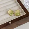 Stud Earrings 2023 For Women Green Gradient Diamond Square Niche Design Feel High End Light Luxury Foreign Style