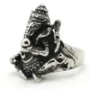 Klusterringar 1 st modedesign 316l rostfritt stål ankomst Hight Quality Buddha Ring grossistpris