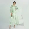 Ethnic Clothing Fashion Satin Sleeveless Dress And Cardigan Abaya 2 Piece Sets Elegant Dubai Women Party Loose Robe Kaftan Suit