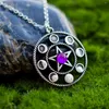 Pendentif Colliers 1PC Pentagram Moonphase Spirit Collier pour femmes Cadeau de sorcière