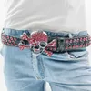 57% designer New Diamond Skull Pu Leather Unisex Fashion Ball Stone Belt