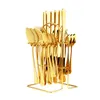 Sorts sets gouden bestek tafelwerk roestvrijstalen mes mes vork lepel 24-delige set tafel keukenapparaat diner cadeaubon