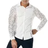 Herren-T-Shirts Herren-Taschen-Mehrfachpackung hohle Farbe Herren Lace Club Full Fashion Long Shirt Revers Sleeves Men