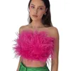 Serbatoi da donna pelliccia top top sexy corsetto straplanc estate 2023 senza maniche spalla senza spalla spalla affascinante abiti da donna