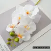 Decoratieve bloemen 5 stks kunstmatige phalaenopsis thuis bruiloft feest decoratie bloemplant latex orchid rekwisieten tak