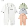 Serviettes Robes Automne Vêtements de nuit pour bébé Vêtements en coton biologique pour garçon fille nouveau-né pyjama couleur unie mousseline barboteuse enfants pyjamas enfant en bas âge combinaison L231123