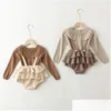 Conjuntos de roupas Conjuntos de roupas Bebê Menina Roupas Primavera Outono Meninas Knit Sweater Vintage Suspender Romper Vestido Nascido Outfits 220916 Drop Dhvbc