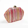 Multi-Color Stripe Handbags Temperament Elegant Bags For Women Fashion Luxury Designer Lady Evening Bags