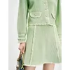 Women's Jackets Sandro Bean Paste Green lace embroidery puff sleeves cardigan jacket