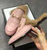 2023 Designer Princetown Metal Slippers äkta lädermulor Mens Fur Mules Loafers Bekväma Casual Shoe Spets Velvet Slipper With Box No14