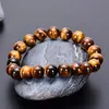 Strand Real Natural Tiger Eye Brazalete Men Women 6/8/10/12mm Jewelry Charm Bracelet Wholesale Bulk Beaded Strands