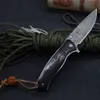 A1899 Folding Knife Damascus Steel Drop Point Blade Ebony Handle Ball Bearing Fast Open EDC Pocket Folder Knives Bästa gåva