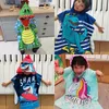 Towels Robes Cartoon Child Kid Hooded Cloak Infant Bathrob Baby Bath Towel Robe Cotton Boy Girl Beach Robe Dinosaur Cape Newborn Wrap BlanketL231121