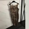 Designer Leopard Print Dress for Womens Sexig Hip Wrap Dress Midjeband Camisole Party Kjol