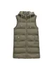 Womens Vests TRAF Winter Women Hooded Zip Sleeveless Cottonpadded Jacket Vest Female Thickened Warm Mid Length Waistcoat Parka Coat 231122