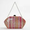 Multi-Color Stripe Handbags Temperament Elegant Bags For Women Fashion Luxury Designer Lady Evening Bags