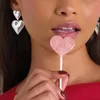 Halka Küpeler Uworld Lüks Trendy Çift Kalp Şekilli 18K Paslanmaz Çelik Altın Kaplama Kadınlar İçin Pürüzsüz Aşk Titanyum Damla