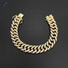 18mm Width Miami Cuban Chain Hip Hop Brass Necklace Gold Plated Zircon Cz Necklace Bracelet