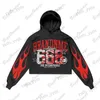 Hoodies voor heren Sweatshirts Donkerzwart 666 Letterprint Rood armpatroon Trui Gothic High Street y2k Hoodie Nieuwe topjas Straat Harajuku voor heren en dames T231123