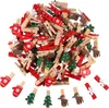 Other Event Party Supplies 10pcs Christmas Wooden Clips Year Decoration Po Wall Clip DIY Ornaments Decorations for Home Xmas Tree 230422