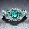 Anillos de boda 2023, anillo de compromiso redondo verde azul de lujo para mujer, regalo de aniversario, joyería al por mayor R6216