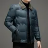 Chaquetas para hombres Chaqueta de lujo ligera Abrigo de algodón Cuello de lana Outwear Color sólido Sin sombrero Tendencia de moda Invierno Coreano A prueba de viento Cálido 231123