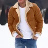 Herrenjacken Herren Plus Size Wintermantel Reverskragen Langarm gepolsterte Lederjacke Vintage dicker Mantel Schaffelljacke mit Kapuze für Herren 231122