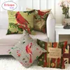 Pillow 45cm Red Winter Bird Linen/cotton Throw Covers Couch Cover Home Decor