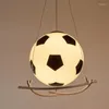 Pendant Lamps Modern Kids Lights For Bedroom Children White Football LED Hanging Room Lighting Fixture Cute Decoration