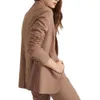 2023 à la mode nouveau personnalisé dame bureau manteau ensemble costumes rationaliser coupe mince à manches longues marron Blazer pour femme