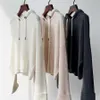 Nya kvinnors tröjor Designer Black/Ivory/Khaki Wool Pullover med hoodies High End Loose Short Sweaters 112303